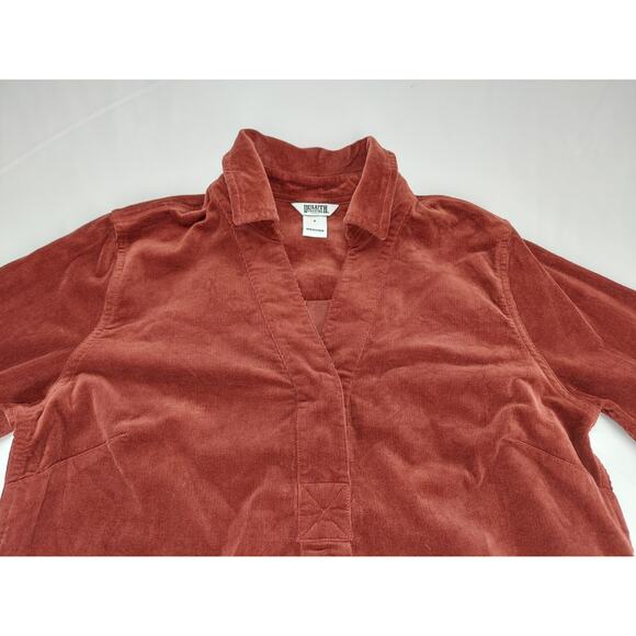 Duluth Trading Company Corduroy Rust Popover Womens Long Sleeve Shirt V Neck S - Picture 8 of 11